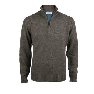 1/4 Zip Pullover with Rib Detail.  Chestnut 