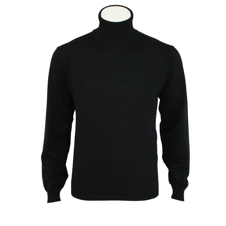 Extrafine Merino Classic Fit Roll Neck - Black - Silverdale, Mens ...