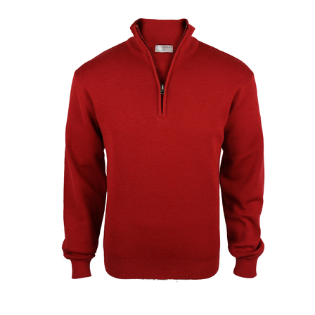 Pure Wool Mid-Weight 1/4 Zip - Red