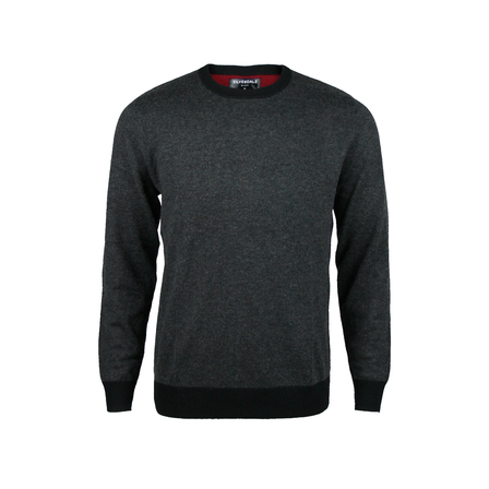 Contrast Detail Crew Neck - Tailored Fit.  Charcoal